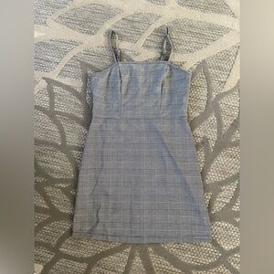 Black and white checkered, mini spaghetti strapped dress